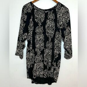 Lucky Brand Plus Sized Floral Print Keyhole Top Blouse Sz 3X